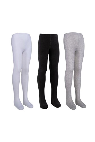 Bross 3 Stück Baumwollstrumpfhosen-set Für Kinder - Schwarz, Weiß, Grau