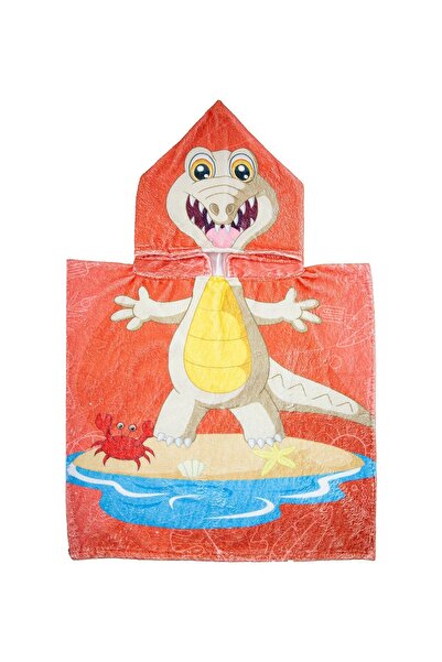 Bross Dinosaur Patterned Children's Towel Poncho 60X60