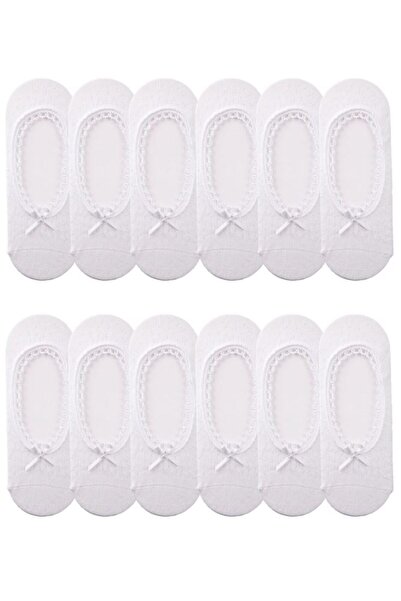 Bross White Women's 12 Pieces Lacy Fishnet Socks