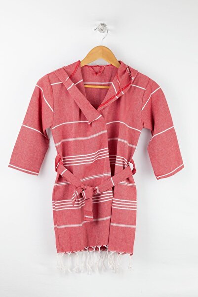 Bross Çocuk Kırmızı Bornoz %100 pamuk peştemal