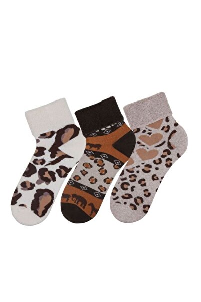Bross Ethnic leopard print 3-piece towel women's socks
