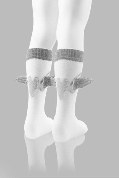 Bross Gray Winged Girl's Knee Socks