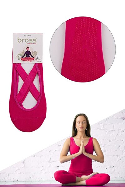 Bross Pink Non-slip Sole Women's Yoga Socks