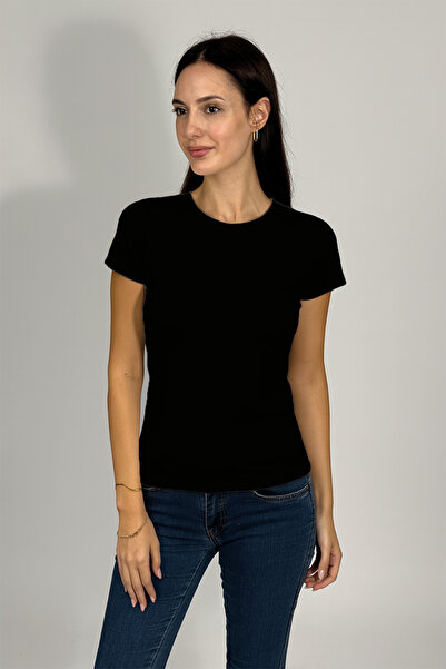 Betimoda بدلة نسائية سوداء بأكمام قصيرة وياقة دائرية قطعة واحدة