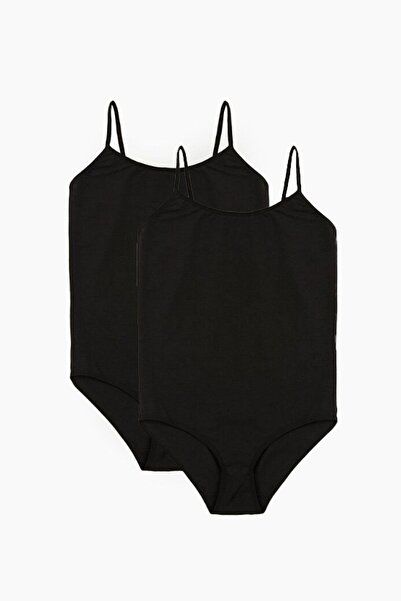 Bross Жіночий боді на бретельках з кнопками, 2 шт., чорний 1054