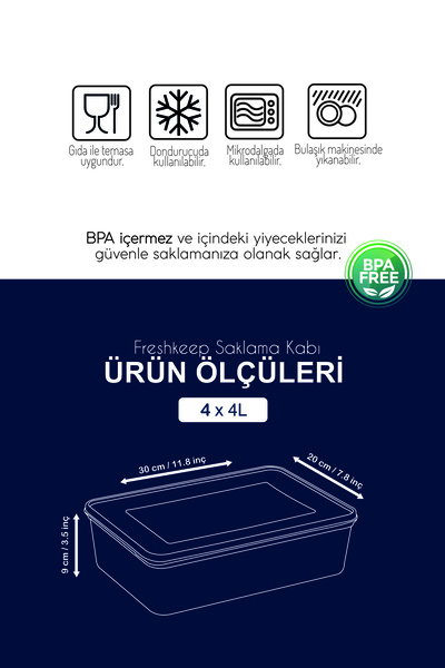 bizimevde Freshkeep 6-Piece 4L Champagne Storage Container - Food Preservation, Microwave and Freezer Compatible