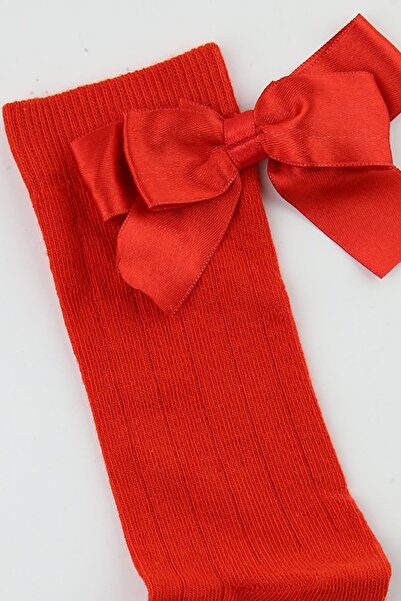 Bross Bow Red Children's Knee Socks