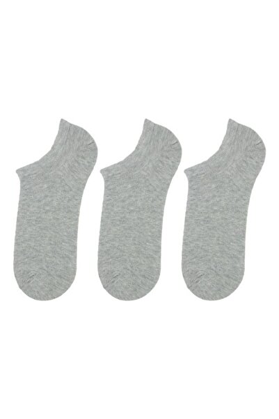 Bross Women's plain 3-pair sneaker socks - grey