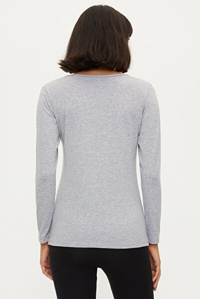 Bross Gray Undershirt Cotton Women's Long Sleeve Set of 2 - 1219