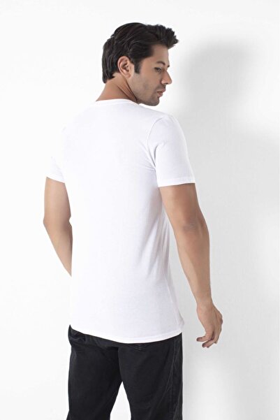Bross Ανδρικό μπλουζάκι 100% βαμβακερό με λαιμόκοψη λευκό