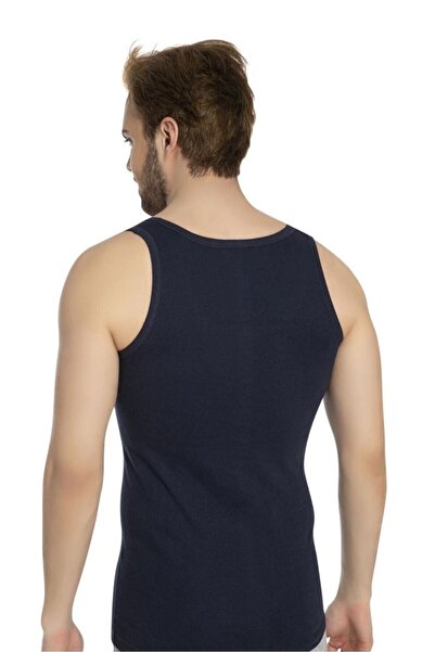Bross Men's 100% Cotton 2-Pack Undershirt 1008 Navy Blue