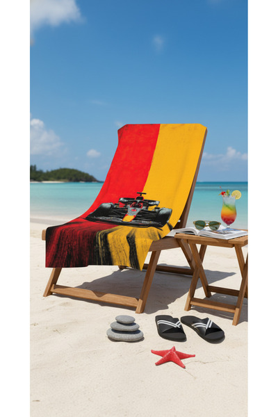 BETHA F1 Car Patterned Cotton Beach Towel – Patterned Design – 75X150 cm