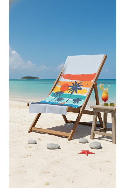 BETHA Palm Tree Landscape Patterned Cotton Beach Towel – Patterned Design – 7...