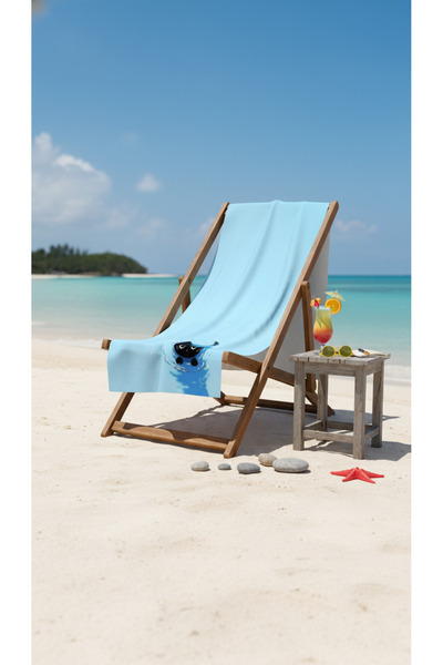 BETHA Floating Cat Patterned Cotton Beach Towel – Patterned Design – 75X150 cm