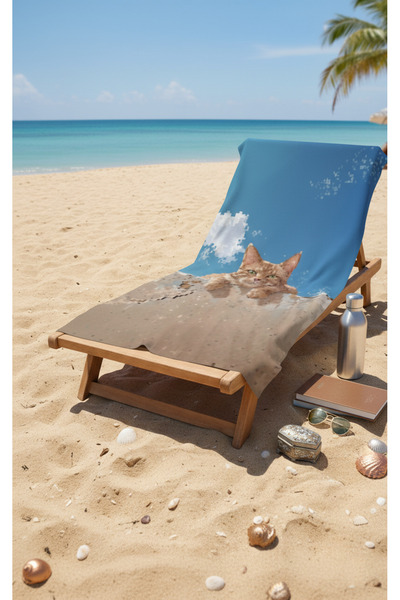 BETHA Cat Patterned Cotton Beach Towel – Patterned Design – 75X150 cm 1210255