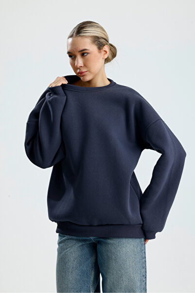 BAİA COLLECTION Smoked Crew Neck Basic Sweatshirt