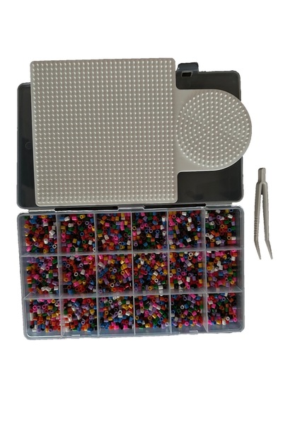 evcee Hama Boncuk Seti 3600 Adet Tabla Ve Organizer Dahil