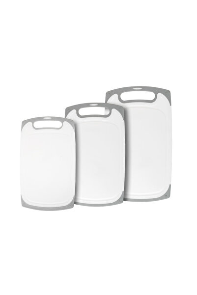 HIC Cutting Board Set Silicone Handle 3 Pcs Gray Color