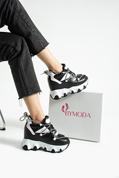 Bymoda Новий сезон Чорно-білі спортивні туфлі на підборах з прихованим наповнювачем Висота каблука: 10 см