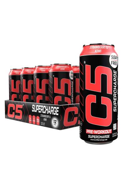 C5 Energy Drink Supercharge Strawberry & Kiwi Pre Workout - Pack of 12
