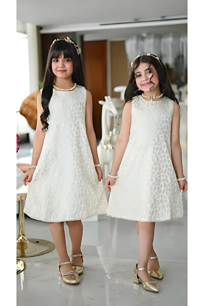 Alesaei-mondo tondo فستان ابيض بدانتيل للبنات 7026