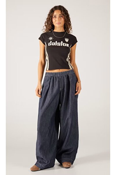 september island Marilyn Dark Navy Balloon Oversized Long Version Trousers with Waist Adjustment