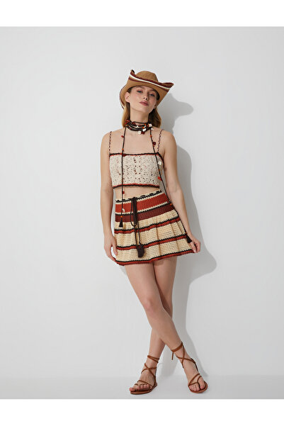 Koton Melis Ağazat X Koton - Μίνι Πλεκτή Φούστα με Φούντες