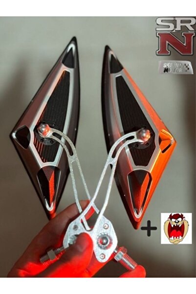 Palas Motor GÜMÜŞ GRİ YARASA ÜÇGEN AYNA / MOTOSİKLET AYNASI (8MM VE 10MM)+tzm...