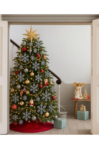 NG DİZAYN Στολίδι Χριστουγεννιάτικου Δέντρου 12 Τεμάχια 8x8cm Partifabrik Snowflake