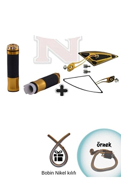 GMS Cg Cup Scooter gold Üçgen Ayna + Elcik+ İkiadet led+Kablo seti