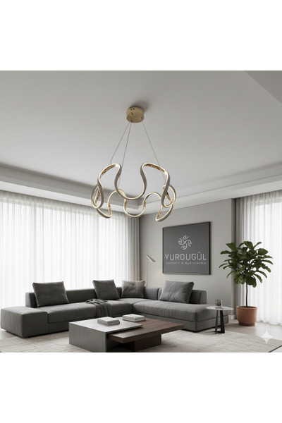 YURDUGÜL Dekoratif Modern LED Avize 60 cm | 3 Renk Işık | Enerji Tasarruflu |...