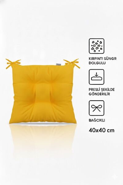 TEZKOTEKSTİL Pofidik Kare Sandalye Minderi 40 X 40 Cm Hardal Sarı