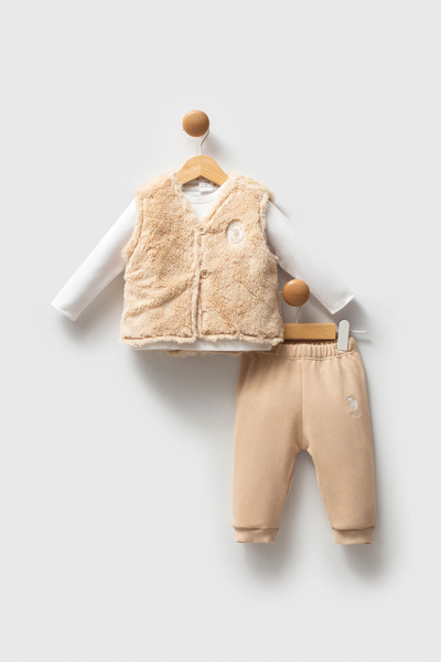 U.S. Polo Assn. U.S.Polo Assn Baby Girl 3-Piece Set - Beige