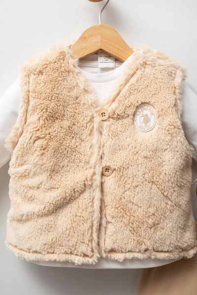 U.S. Polo Assn. U.S.Polo Assn Baby Girl 3-Piece Set - Beige