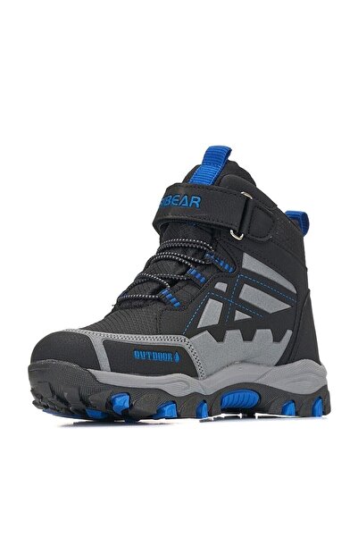 ALTUNTAŞ Unisex Παιδική αντιολισθητική σόλα Ζεστή επένδυση Χειμερινές μπότες εξωτερικού χώρου Velcro - Μαύρο Μπλε