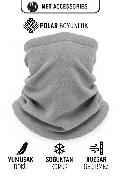 Net Tekstil Gray Color Thermal Polar Cold-Proof Neck Collar Unisex Cotton Winter