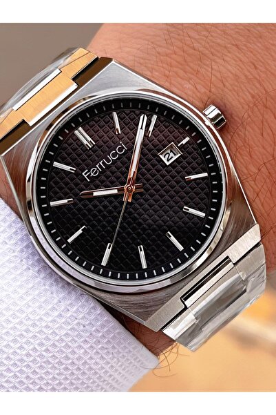 Ferrucci Lacivert Kadran Takvimli Çelik Kordon 30 Mt Suya Dayanıklı Erkek Kol Saati 03330tm.03