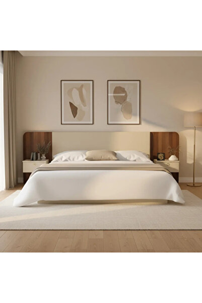 Stylish Home Modern king bed with a luxurious design, wall decor, and nightstands.