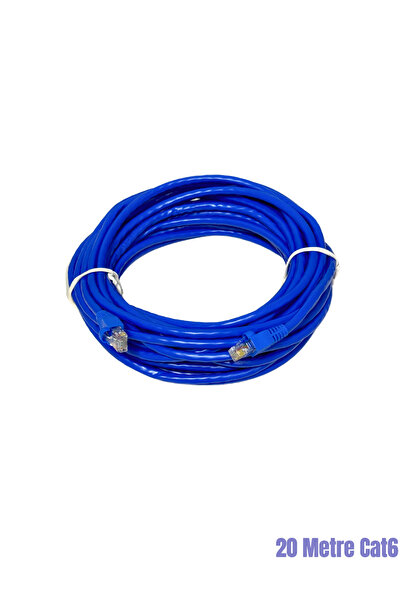 Zerlina 20 Meters Blue Color Cat6 Internet Computer, Modem, Ip Camera Rj45 Ethernet Patch Cable