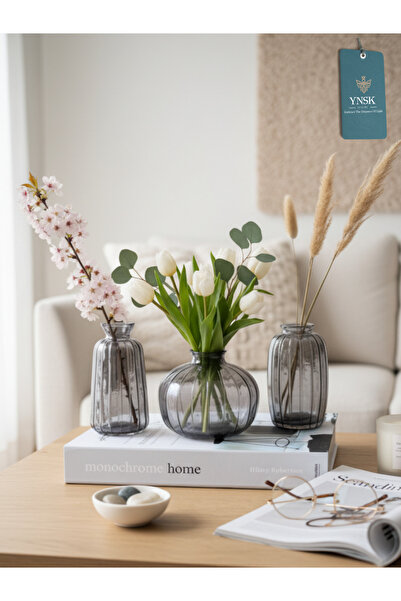 YNSK Luxury | 3'Lü Minimalist Dekor Cam Vazo, Oda Kokusu Şişesi, Modern Dekor...