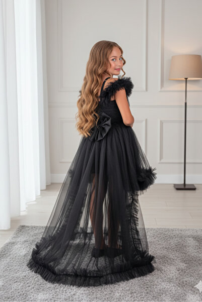 ABİYEKİDS Rochie de seara neagra pentru copii stil tul cu coada GarsonBoy ABY231