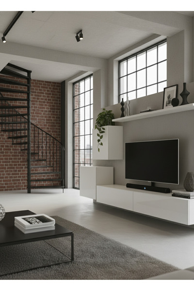 MAC DİZAYN Didim TV Ünitesi | Parlak Beyaz | Şık Tasarım TV Sehpası | TV Ünitesi