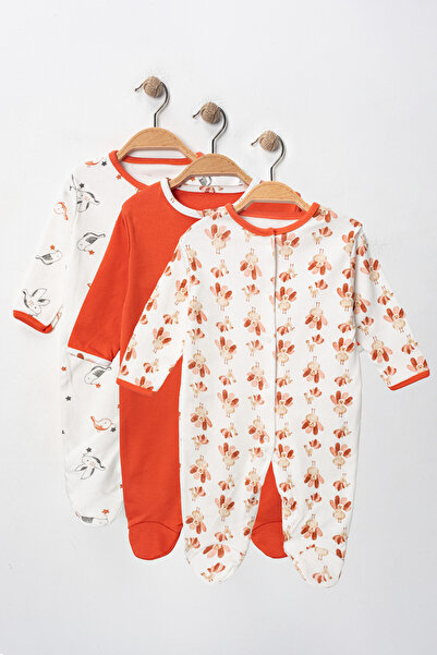 DEFNE LİNA BABY Baby Boy Girl Outfit Cute Birds Patterned 3-Piece Jumpsuit Se...