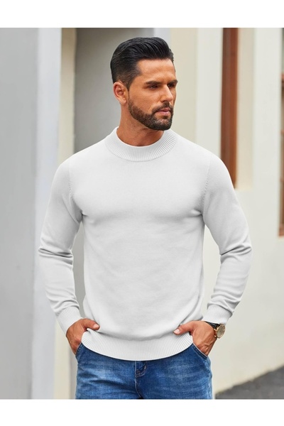 youknitwear you Ανδρικό πλεκτό πουλόβερ Diaz 100% βαμβακερό μισό ζιβάγκο