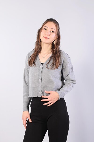 Mckanzie 1455 Buttoned Stone Mini Cardigan
