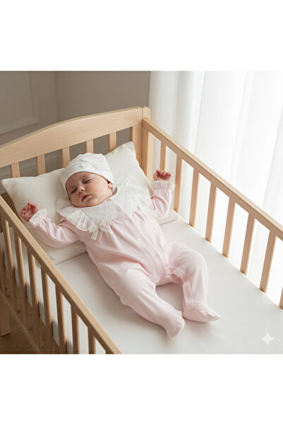 Miniday Baby Kız Bebek Mevlütlük Tulum Şapkalı Dantelli