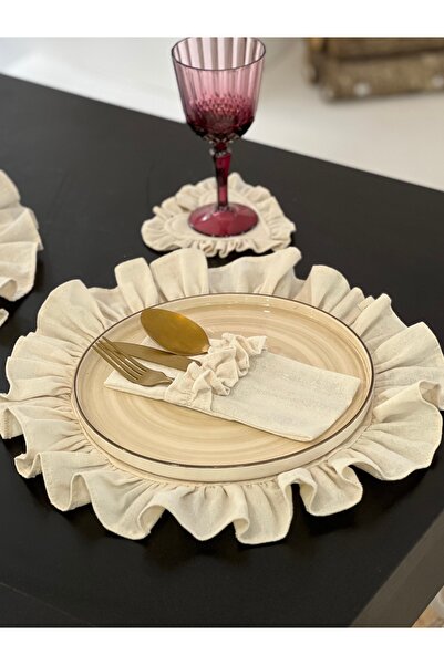 KaiAtelier غطاء شوكة وملعقة وسكين من الكتان الطبيعي مكون من قطعتين