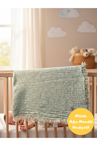 Pufuduk Baby 2 Layer Jacquard Muslin Baby Blanket - 100% Cotton Stroller Cover