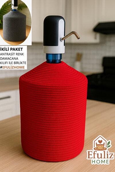 Efuliz Home Husă pentru dozator de apă cu aspect de paie de iută, husă elegantă și naturală pentru dozator de apă