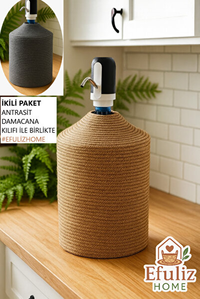 Efuliz Home Jüt Hasır Görünümlü Damcana Kılıfı, Şık ve Doğal Su Sebili Örtüsü